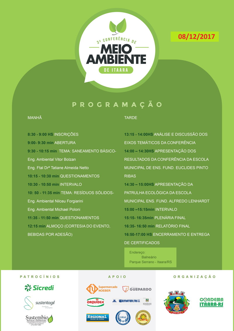 Cartaz COnferencia de Meio Ambiente NOVA DATA